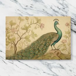 Peacock and Botanical Branches Canvas Wall Art Print