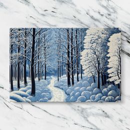 Blue and White Winter Forest Canvas Wall Art Print