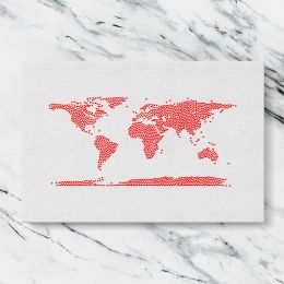Red Heart World Map Canvas Wall Art Print