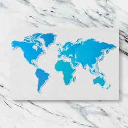 Blue World Map on White Canvas Wall Art Print