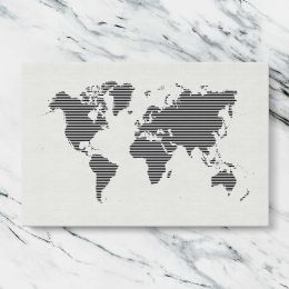 Black Striped World Map Canvas Wall Art Print