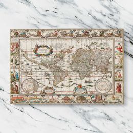 Decorative Antique World Map by Jan Aertse van den Ende Canvas Wall Art Print