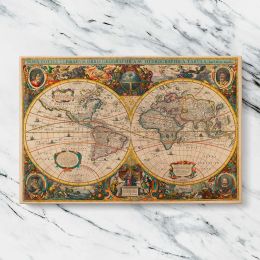 Atlas Novus Antique World Map by Hendrik Hondius and Jan Jansson Canvas Wall Art Print
