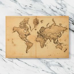 Sepia Antique World Map with Compass Canvas Wall Art Print
