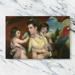 Mother and Children beneath a Red Parasol Canvas Wall Art Print