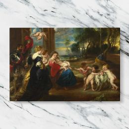 Women and Cherubs in a Classical Garden Canvas Wall Art Print