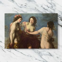 Three Classical Women with Flowers Canvas Wall Art Print
