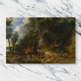 Wooded Landscape with Travellers and Horses Canvas Wall Art Print