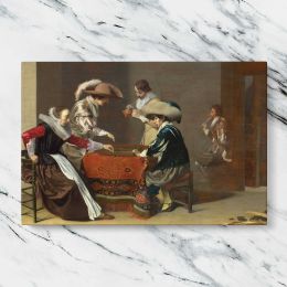 Men Playing Cards in a Tavern Canvas Wall Art Print