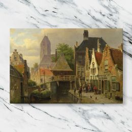 Dutch Canal Town with Brick Houses Canvas Wall Art Print