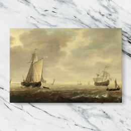 Sailing Vessels on a Quiet Sea Canvas Wall Art Print