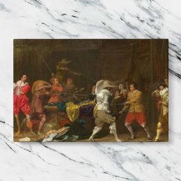 Armoured Figure and Musicians in a Banquet Hall Canvas Wall Art Print