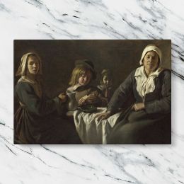 Women and a Child at a Simple Table Canvas Wall Art Print