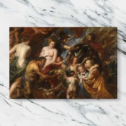 Mythological Feast with Figures and Cherubs Canvas Wall Art Print