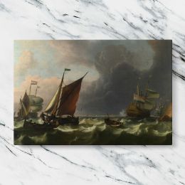 Sailing Ships beneath Dark Storm Clouds Canvas Wall Art Print