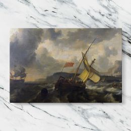 Fishing Boats on a Rough Grey Sea Canvas Wall Art Print
