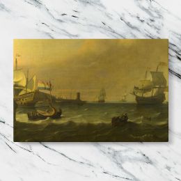 Harbour Ships beneath a Golden Sky Canvas Wall Art Print