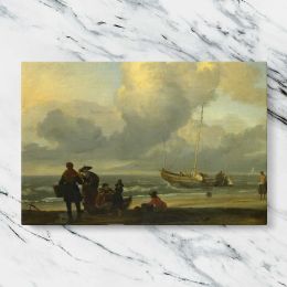 Fishermen on a Windswept Beach Canvas Wall Art Print