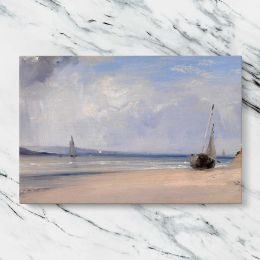 Sailing Boats on a Pale Sandy Beach Canvas Wall Art Print
