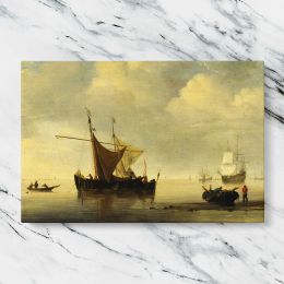 Fishing Boats in Warm Evening Light Canvas Wall Art Print