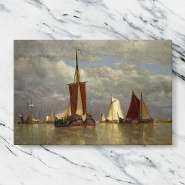 Red Sailed Boats on Still Water Canvas Wall Art Print