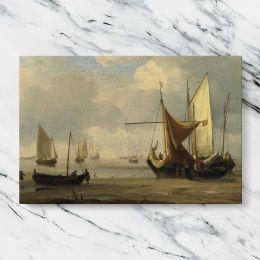 Sailing Boats and Rowing Boats in a Calm Harbour Canvas Wall Art Print