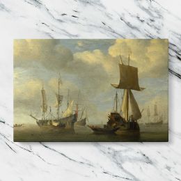 Tall Masted Boats in a Sheltered Harbour Canvas Wall Art Print