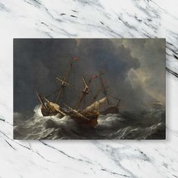 Wooden Sailing Ship in a Storm Canvas Wall Art Print
