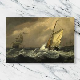 Sailing Boat Riding Rough Waves Canvas Wall Art Print