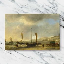Coastal Boats and a Horse Drawn Cart Canvas Wall Art Print