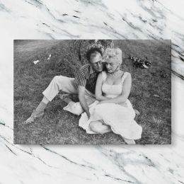 Marilyn Monroe and Arthur Miller Outdoors Canvas Wall Art Print
