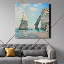 Claude Monet The Cliffs at Étretat (1885) Square Canvas Wall Art