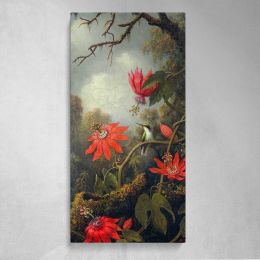 Hummingbird and Passionflowers ca 1875 1885 by Martin Johnson Heade Canvas Wall Art Print