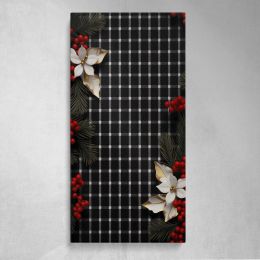 Christmas Houndstooth Floral Pattern Canvas Wall Art Print