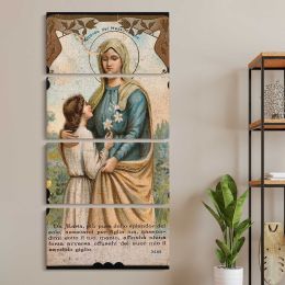 Vintage Virgin Mary Devotional Portrait Canvas Wall Art Print