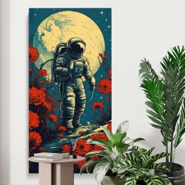 Astronaut in a Red Poppy Landscape Canvas Wall Art Print
