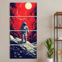 Astronaut on a Red Lunar Landscape Canvas Wall Art Print