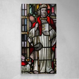 Saint in a Stained Glass Window Canvas Wall Art Print