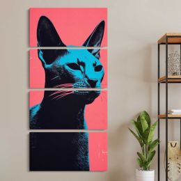 Black Cat Pop Art Portrait Canvas Wall Art Print