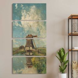 A Windmill on a Polder Waterway Known as In the Month of July c 1889 by Paul Joseph Constantin Gabriel Canvas Wall Art Print