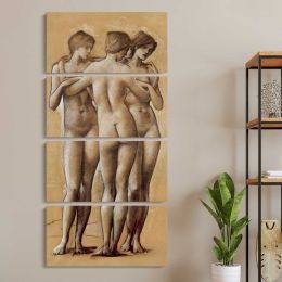 Venus Concordia Study of the Three Graces 1895 by Edward Burne Jones Canvas Wall Art Print