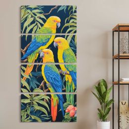 Tropical Parrots in a Jungle Canvas Wall Art Print