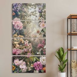 Vintage Spring Flower Garden Canvas Wall Art Print
