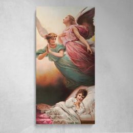 Guardian Angels Watching Over a Sleeping Child Canvas Wall Art Print