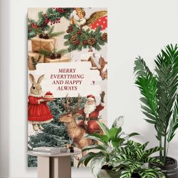 Vintage Christmas Wishes Collage Canvas Wall Art Print