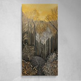 Gold and Silver Forest Pattern Canvas Wall Art Print