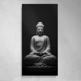 Black Buddha Meditation Statue Canvas Wall Art Print