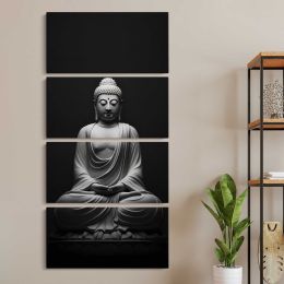 Black Buddha Meditation Statue Canvas Wall Art Print