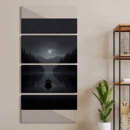 Moonlit Mountain Lake Canvas Wall Art Print