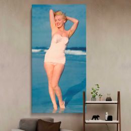 Marilyn Monroe Beach Portrait Canvas Wall Art Print